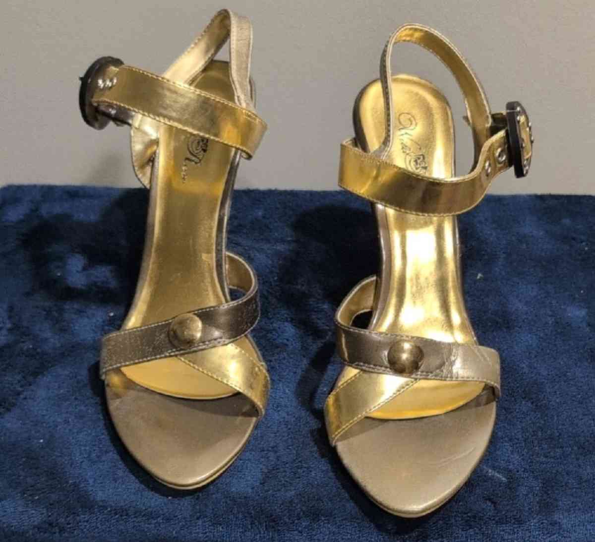 Guess Gold and Silver Heels with Ankle Strap size 11 - Baltimore, Ohio