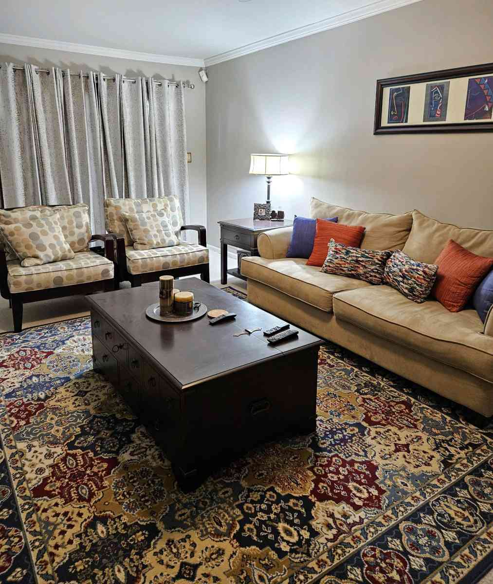 livingroom furniture with rug available on June 10th - North Brunswick, New Jersey - FleaMarketBay