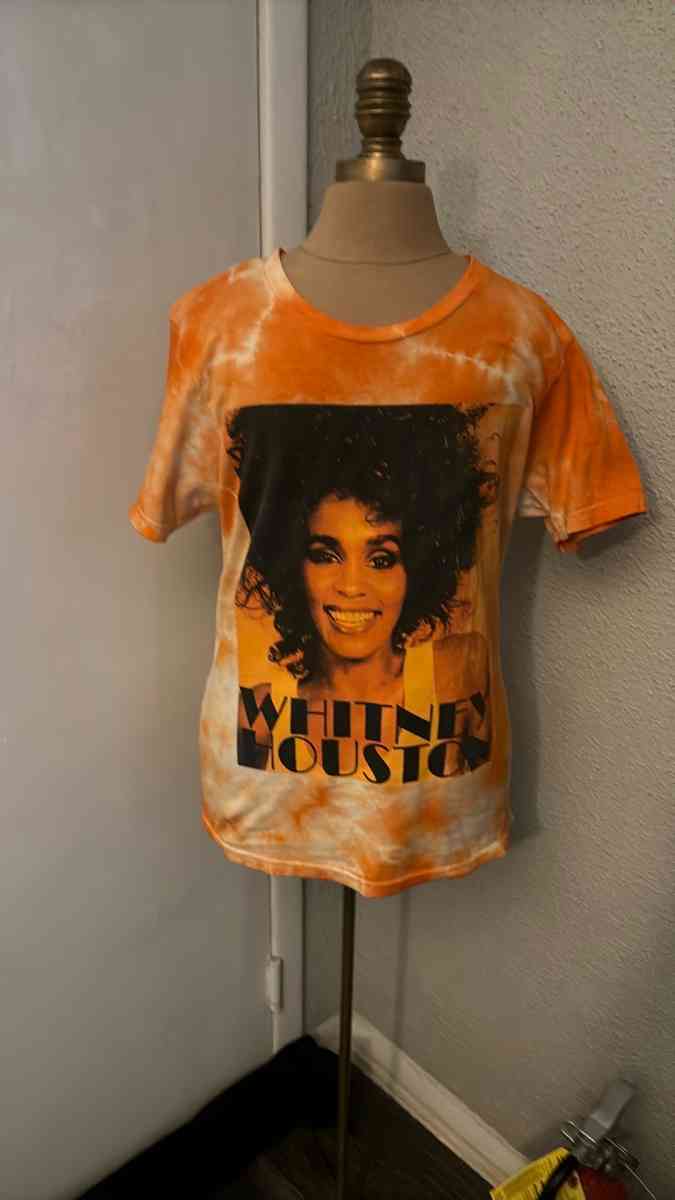 Whitney Houston Orange Short Sleeve Tie Dye Tee Shirt Size M - Atlanta, Georgia