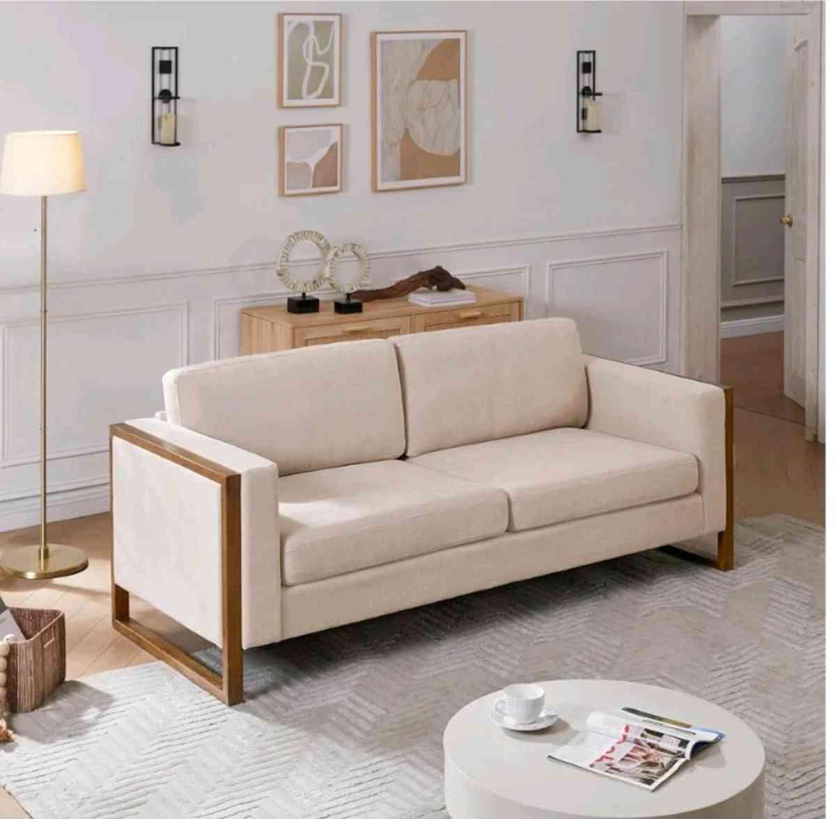 Loveseat Sofa Modern Sofa with Solid Wood Legs Elegant Comfo - Mcallen, Texas - FleaMarketBay