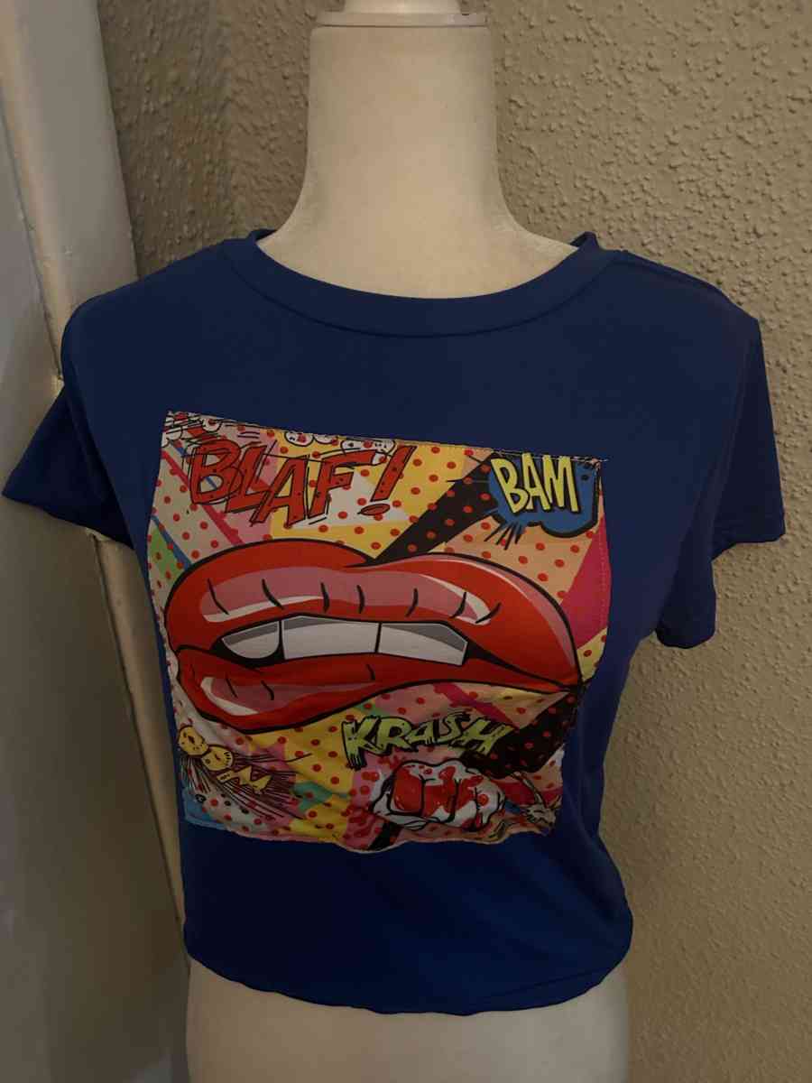 AQ Sport Cropped Graphic Tee with Cloth Mask NEW Soft - Atlanta, Georgia