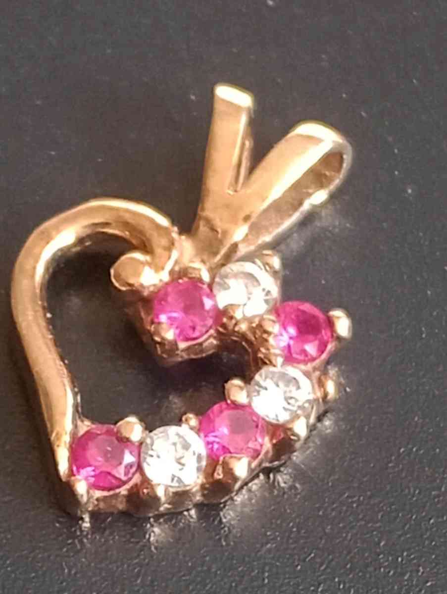 10k Yellow Gold  CZ Heart Pendant Charm - Frostproof, Florida - FleaMarketBay