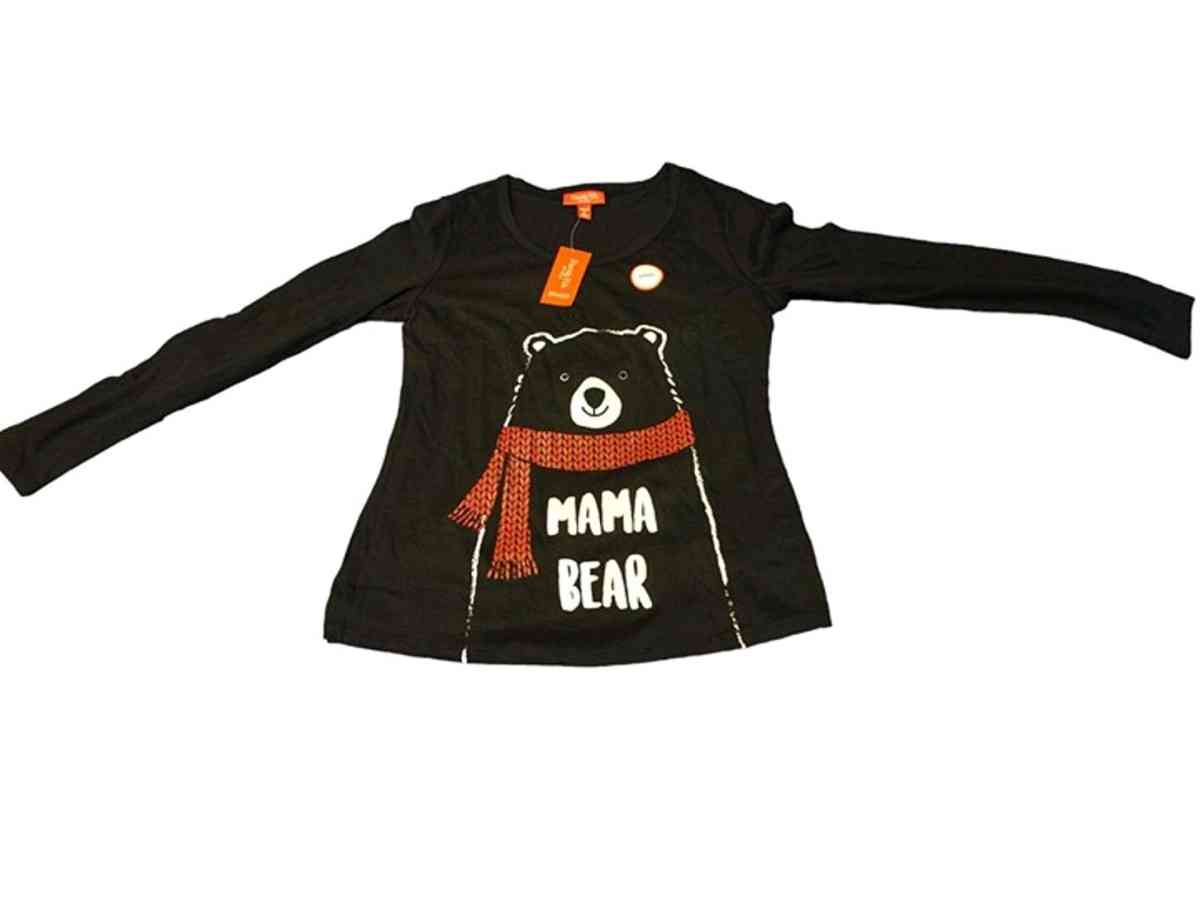 Black Mama Bear Pajama Sweatshirt  Women NWT