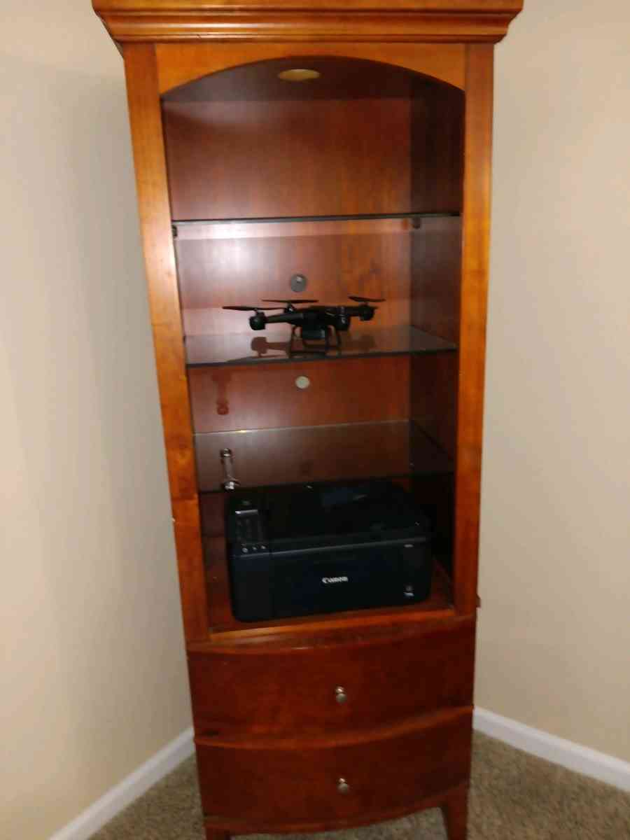 couch and loveseat and cabinet with glass shelves very clean - Jacksonville, Florida - FleaMarketBay