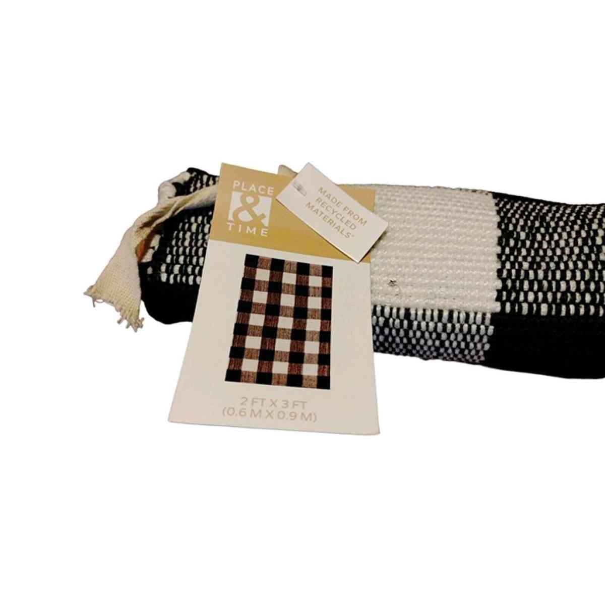 Spring Black  White Handloom Rug by Place  TimeNew 24 x 36 - Marthaville, Louisiana - FleaMarketBay