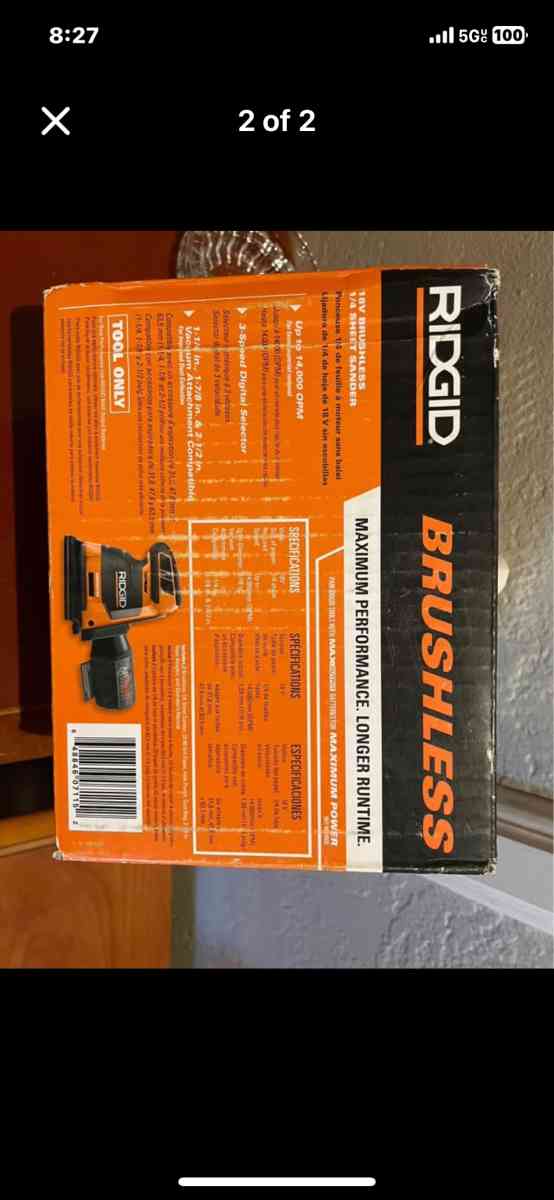 Ridgid 18v brushless sander - Concord, California - FleaMarketBay
