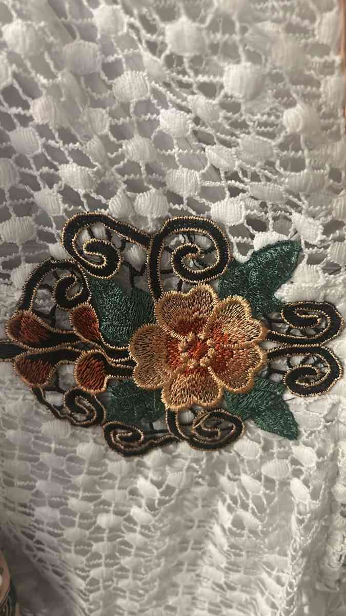 Luxxel White Embroidered Floral Romper with Bell Sleeves Siz - Atlanta, Georgia - FleaMarketBay