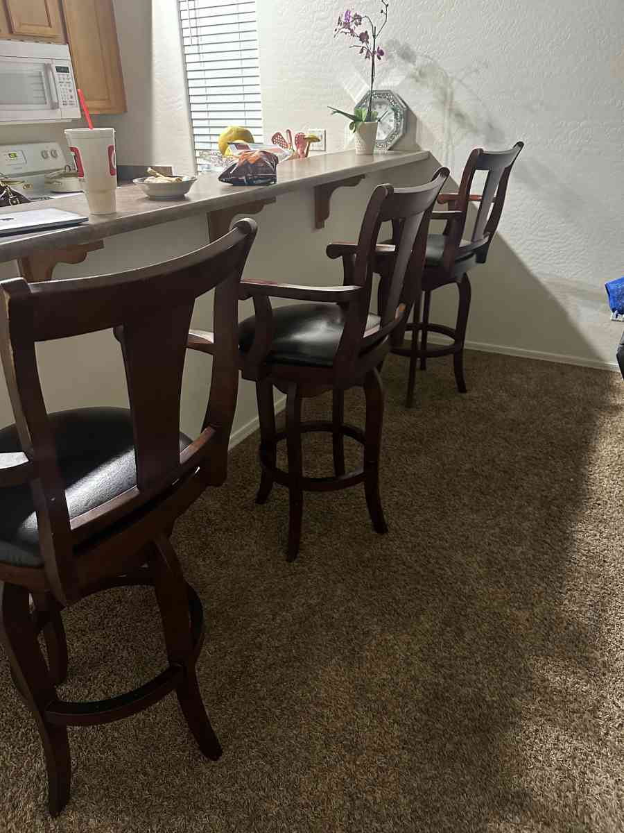 Set of 3 Wooden Bar Stools - Laveen, Arizona - FleaMarketBay