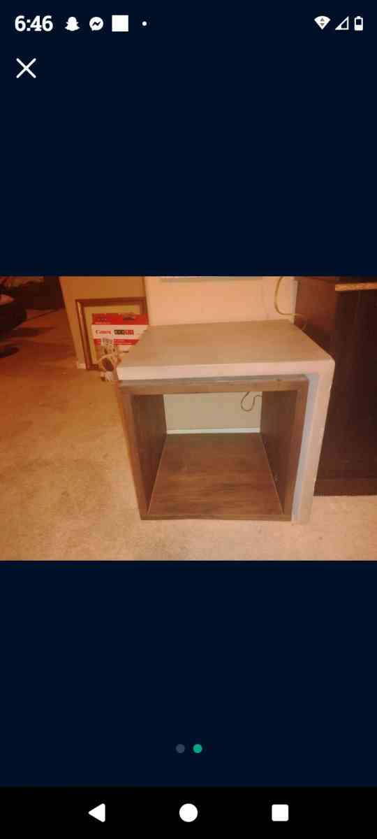 two cement block tables