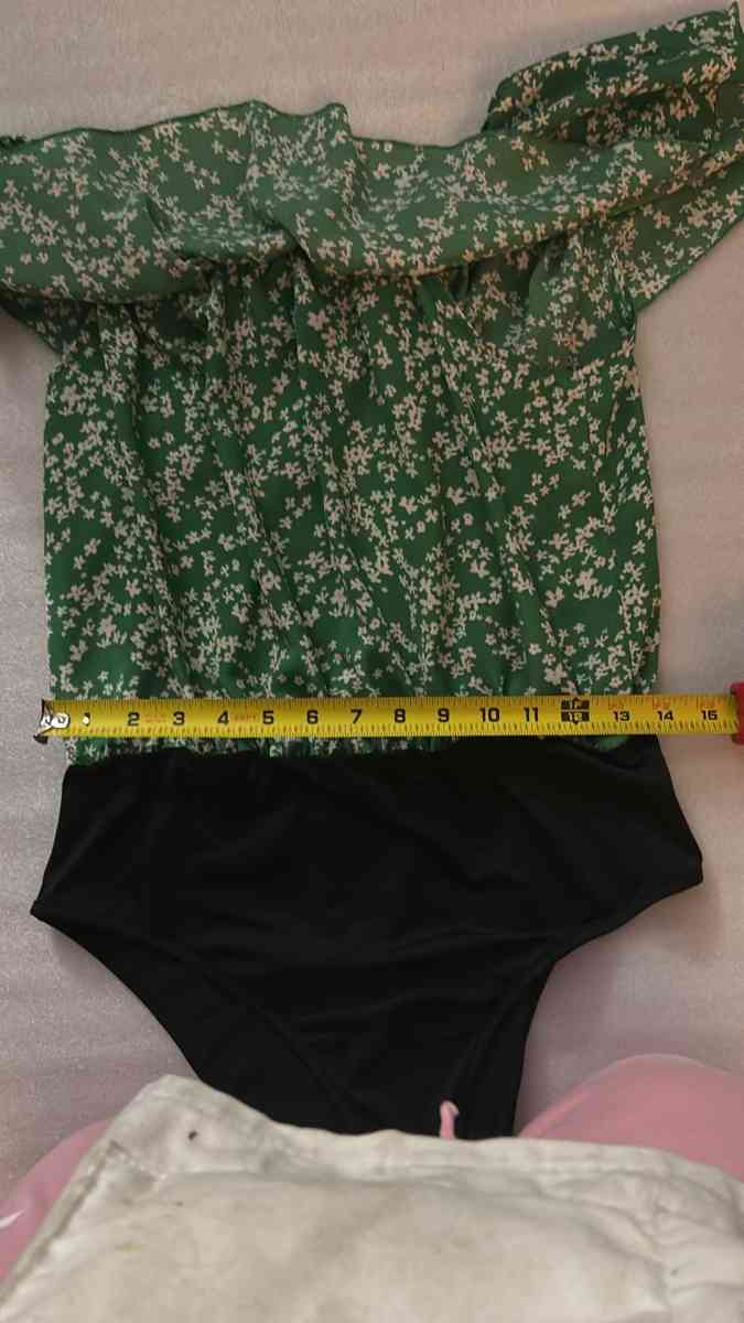 SHEIN Womens Floral Ruffle Bodysuit GreenBlack Size XL US 12 - Atlanta, Georgia - FleaMarketBay