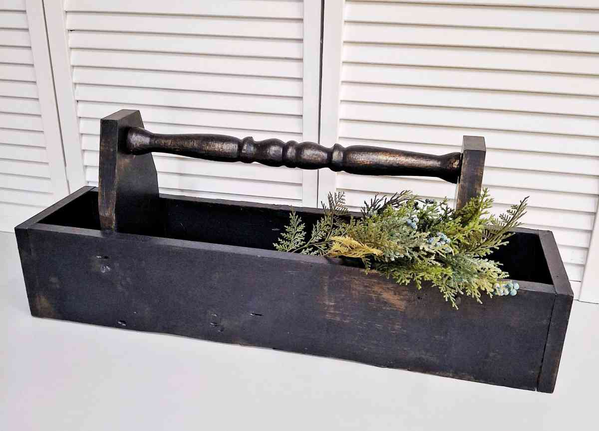 Large Vintage Black Wood Caddy with Antique Gold 28 Long - Lunenburg, Massachusetts