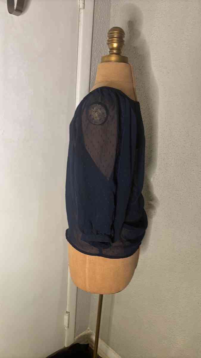 Xhilaration Sheer Navy Polka Dot Blouse Size S - Atlanta, Georgia - FleaMarketBay