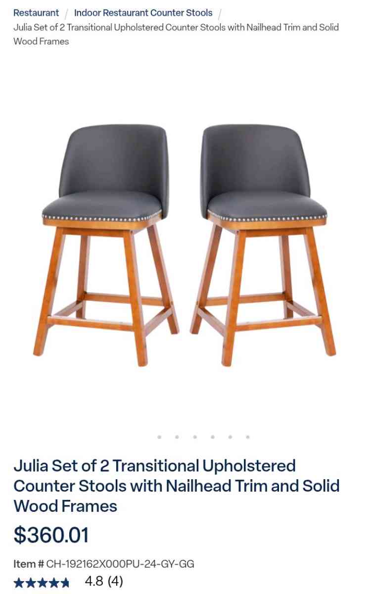 Julia Set of 2 Transitional Upholstered Counter Stools  Free - Frostproof, Florida - FleaMarketBay