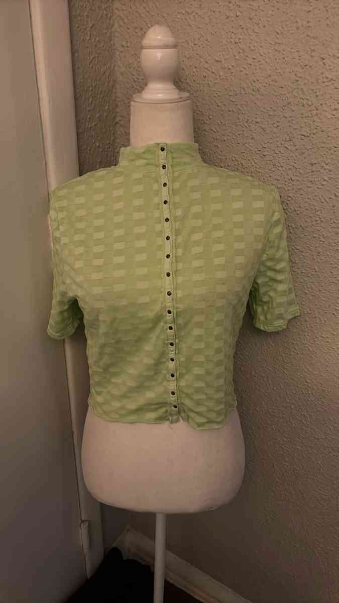 Free People Mock Neck Textured Button Closure Back TShirt Si - Atlanta, Georgia