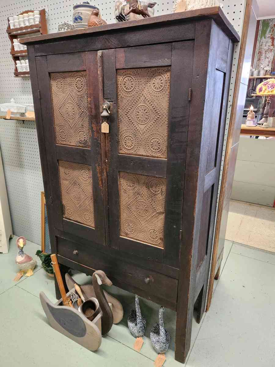 Primitive Punched Tin Pie Safe Cabinet - Alexander, North Carolina - FleaMarketBay