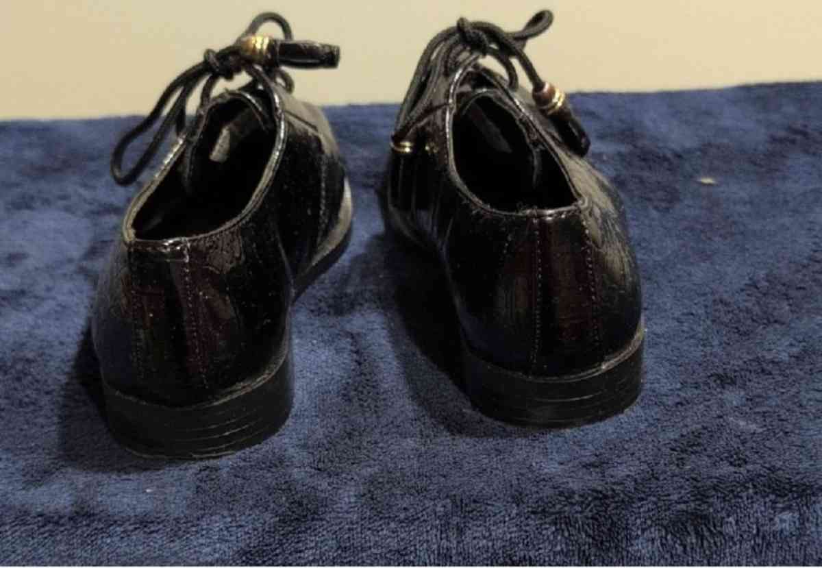 Glossy Black LaceUp Shoes with Beaded Laces size 13 - Baltimore, Ohio - FleaMarketBay