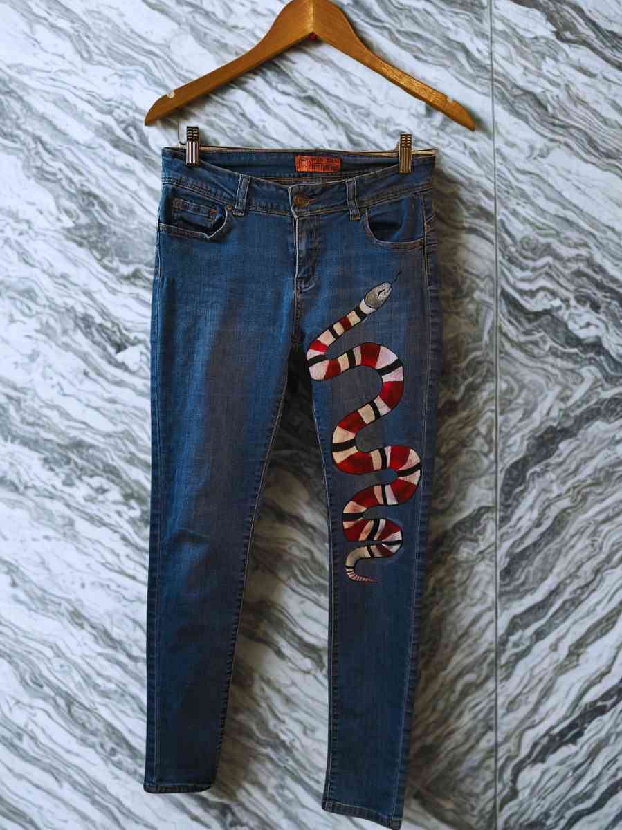Hand painted Wax Butt Jeans - Tucson, Arizona