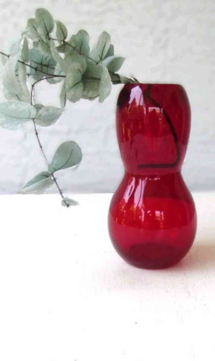 Vintage Red Blown Glass Vase  Ruby Red Glass Vase  Gourd Sha - Bradenton, Florida