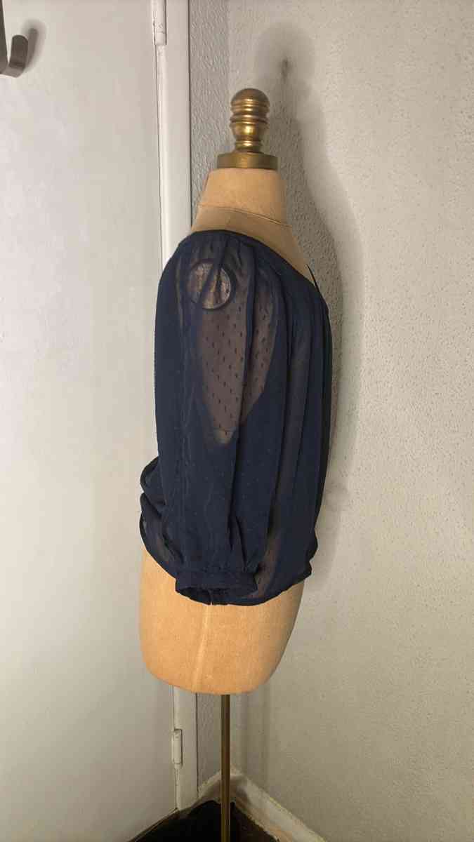 Xhilaration Sheer Navy Polka Dot Blouse Size S - Atlanta, Georgia - FleaMarketBay