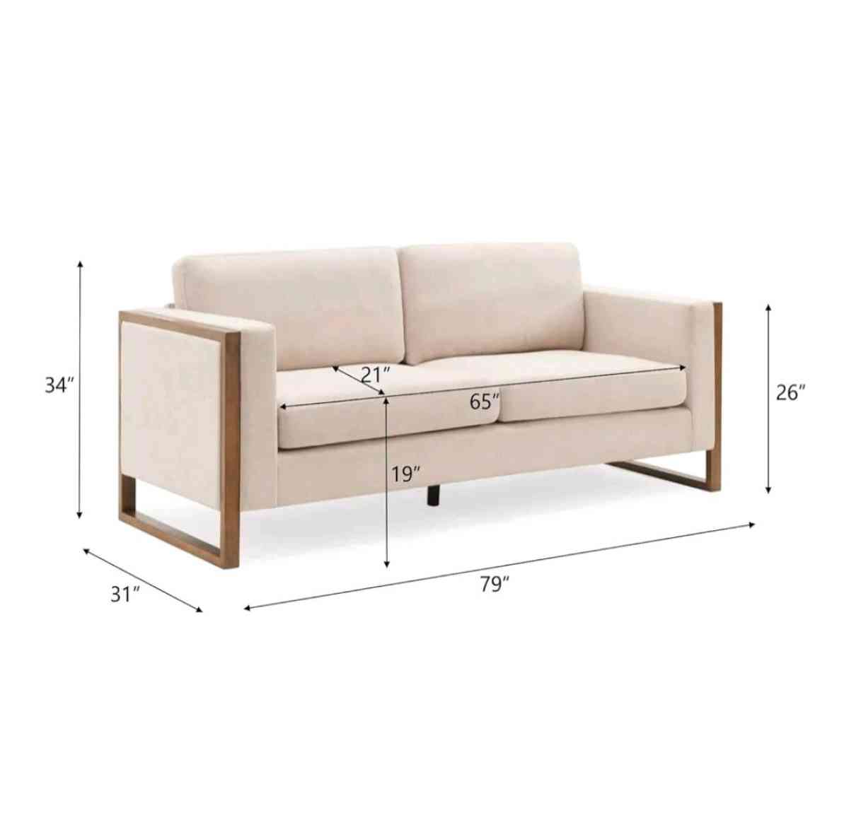 Loveseat Sofa Modern Sofa with Solid Wood Legs Elegant Comfo - Mcallen, Texas - FleaMarketBay