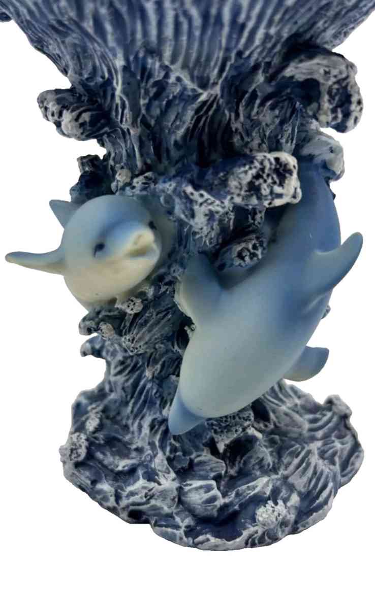 Blue Wave Shaped Candle Holder with 3 Dolphins - Piedmont, Missouri