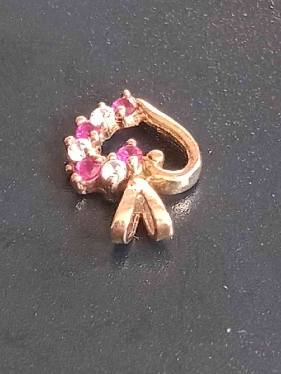 10k Yellow Gold  CZ Heart Pendant Charm - Frostproof, Florida - FleaMarketBay