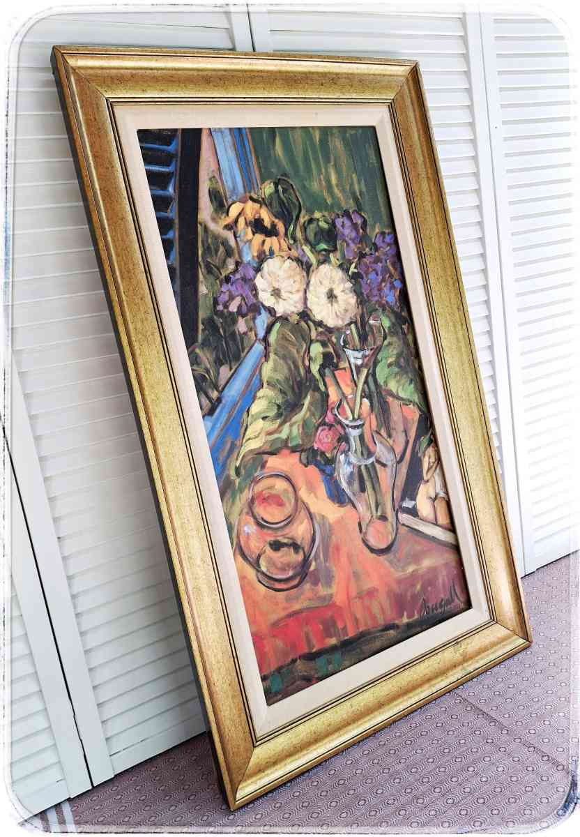 Vibrant Floral Still Life Art Print with Vase and Bowl - Lunenburg, Massachusetts - FleaMarketBay