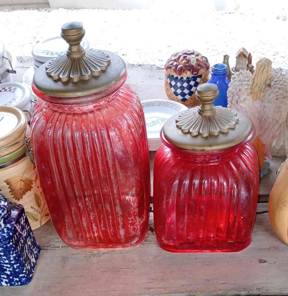 ruby red ribbed canisters - Ewing, Virginia