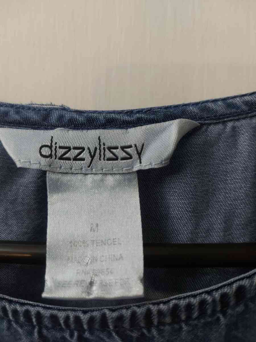 DizzyLissy Lightweight Denim Ruffle Top Size M Boho Festival - Atlanta, Georgia - FleaMarketBay