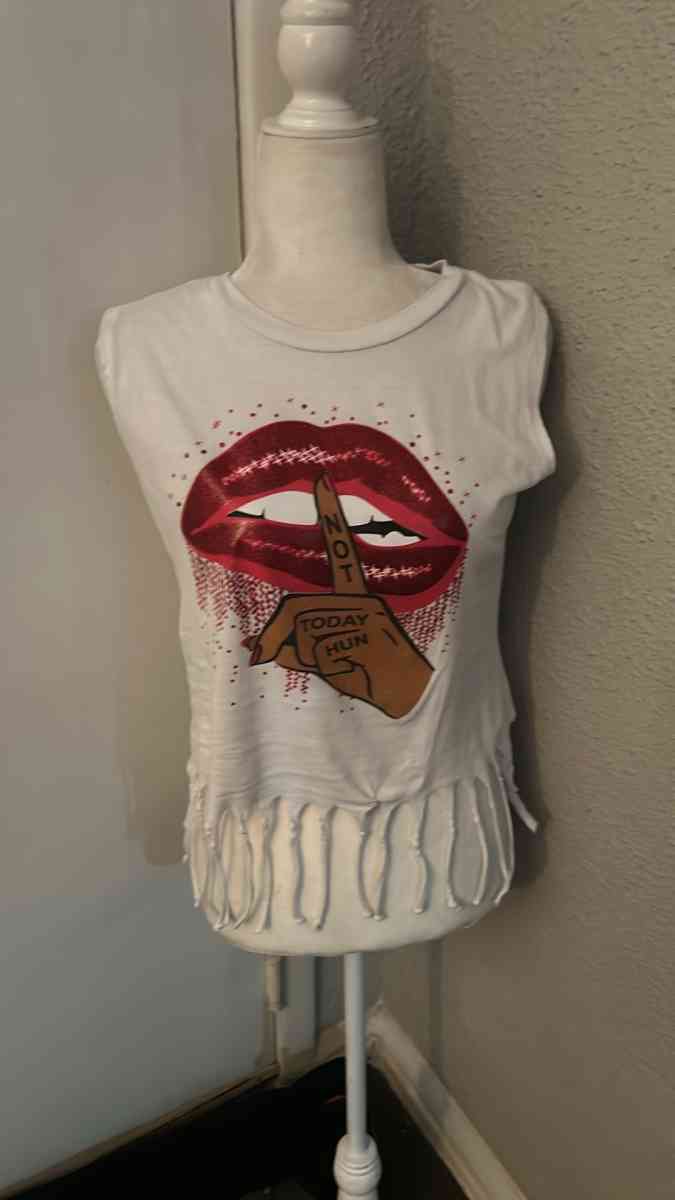 On Fire Not Today Fringed Tassel Muscle Tshirt Size M Festiv - Atlanta, Georgia - FleaMarketBay