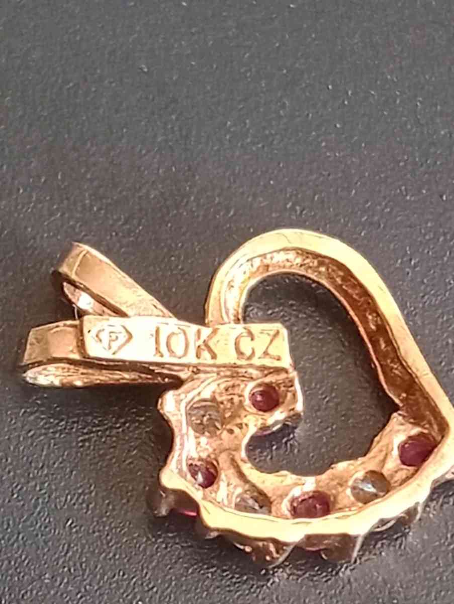 10k Yellow Gold  CZ Heart Pendant Charm - Frostproof, Florida - FleaMarketBay