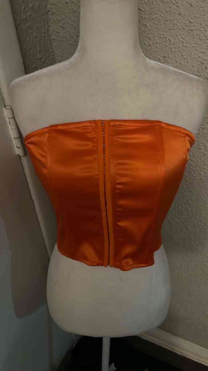 Fashion Nova Orange Night Moves Satin Corset Top New Light B - Atlanta, Georgia