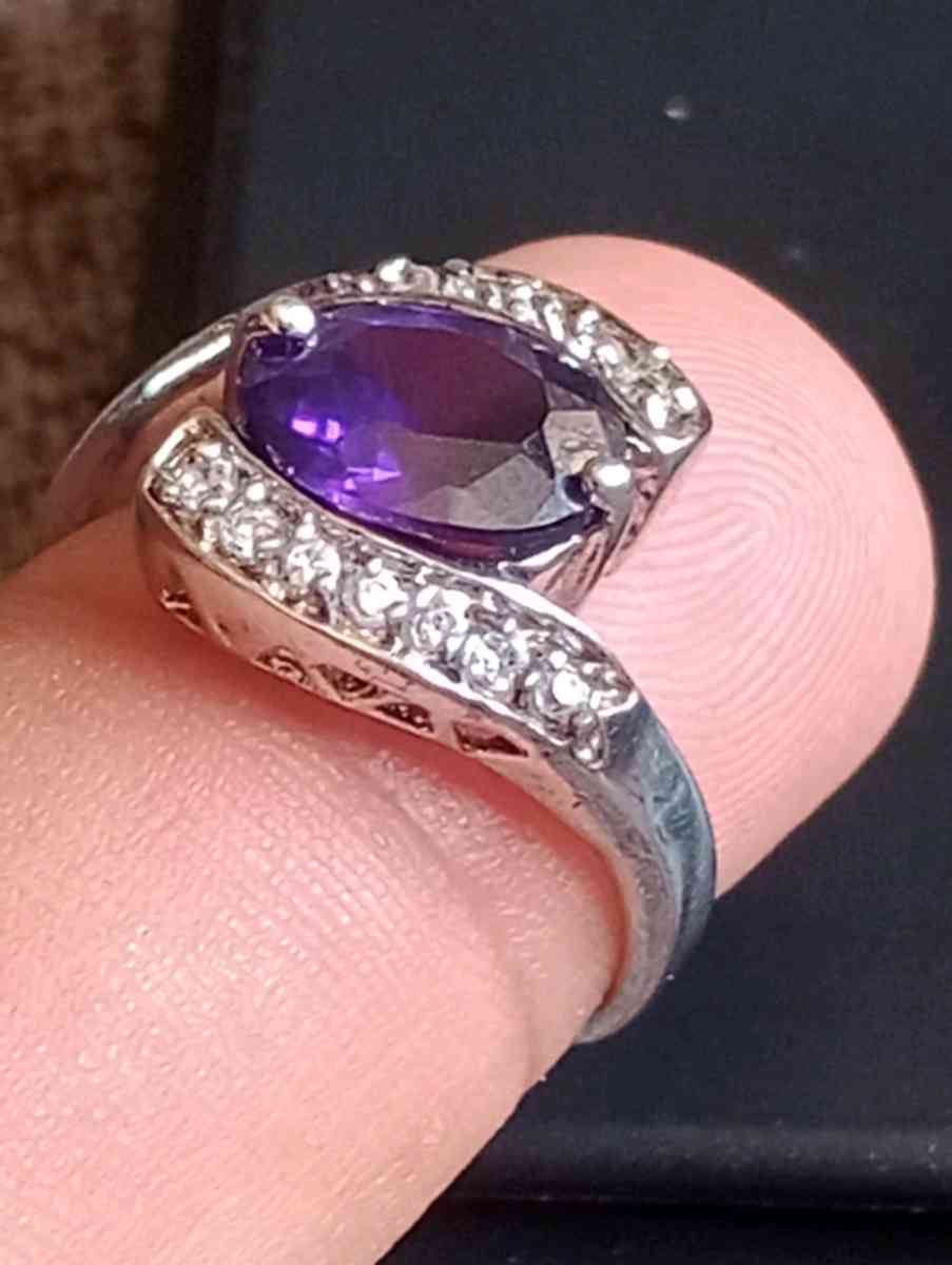 14K White Gold Amethyst and Diamond ring size 85 for women - Frostproof, Florida - FleaMarketBay
