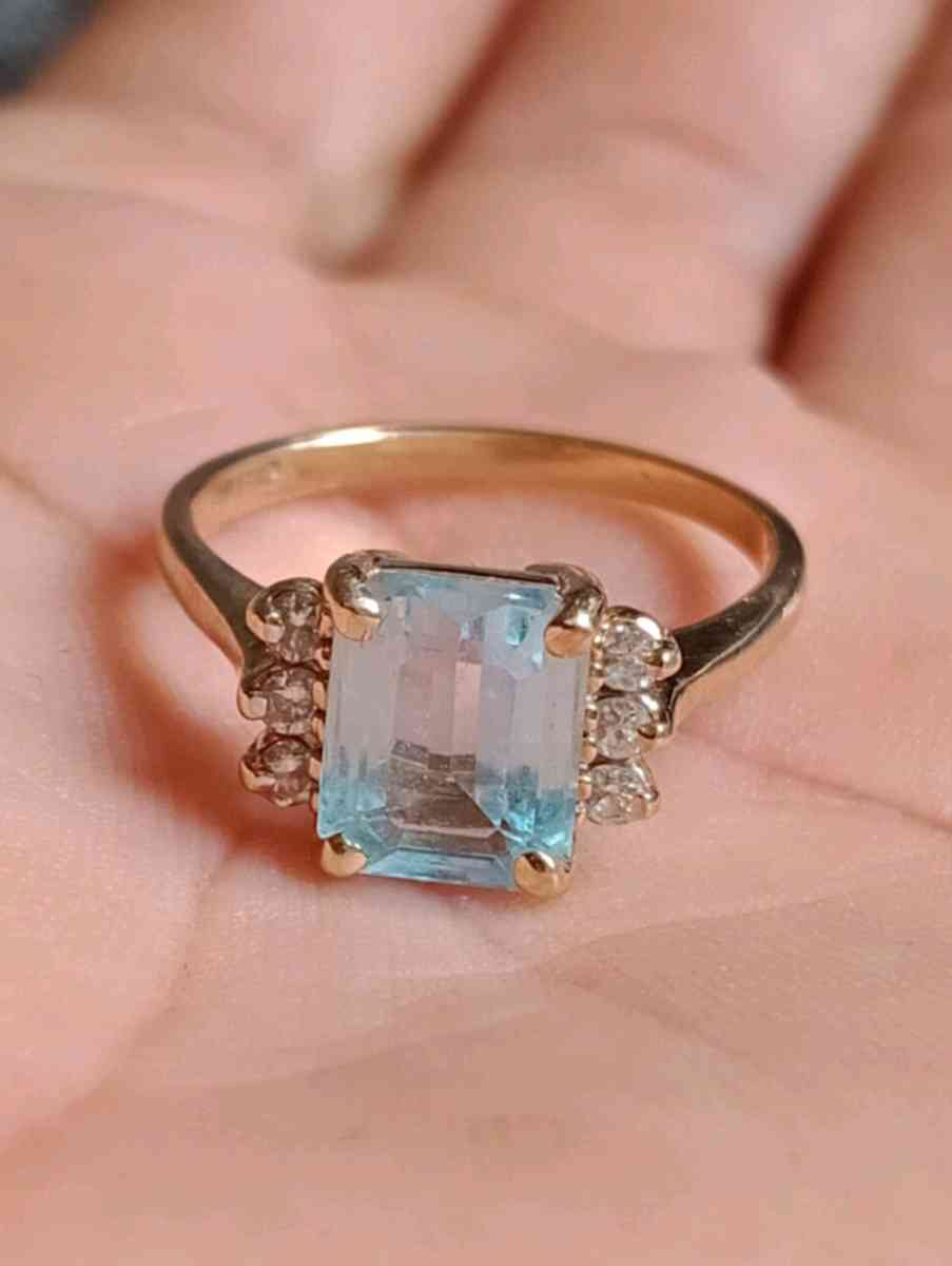 Aquamarine Emerald Cut Diamond Ring - Frostproof, Florida