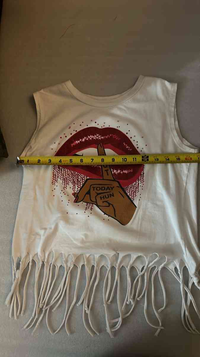 On Fire Not Today Fringed Tassel Muscle Tshirt Size M Festiv - Atlanta, Georgia - FleaMarketBay