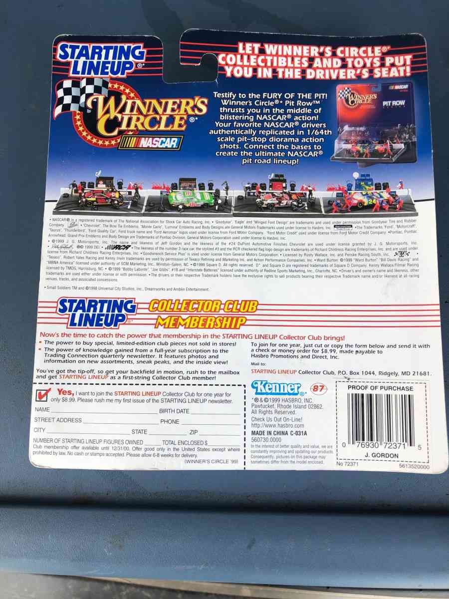 Jeff Gordon card and figger helmet 1999 - Hartsville, Tennessee - FleaMarketBay