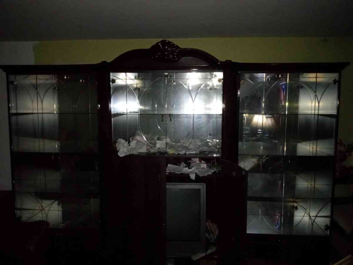 LIKE NEW AUTHENTIC WOOD AND GLASS LIGHTED ARMOIRE WITH DOORS - Staten Island, New York - FleaMarketBay