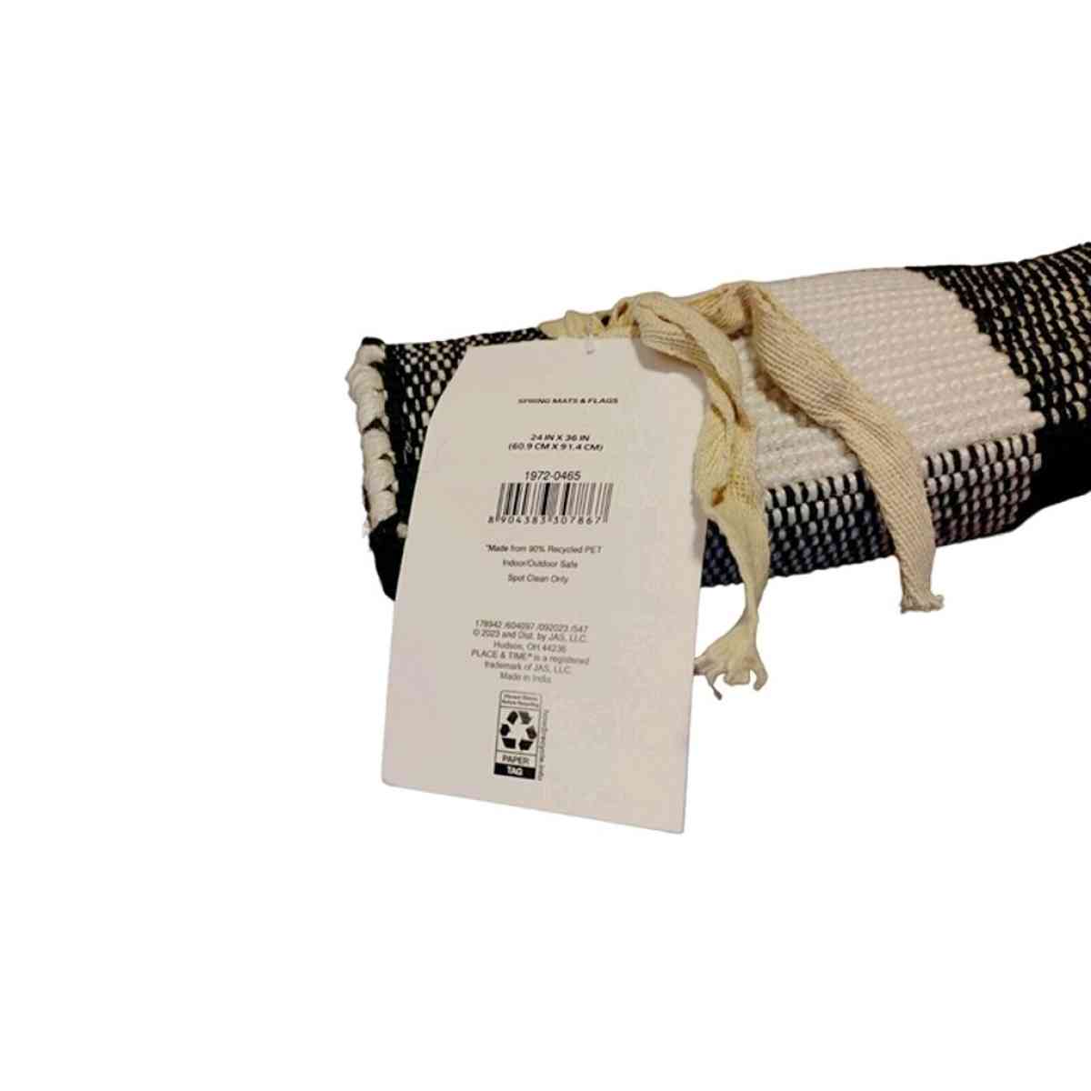 Spring Black  White Handloom Rug by Place  TimeNew 24 x 36 - Marthaville, Louisiana - FleaMarketBay