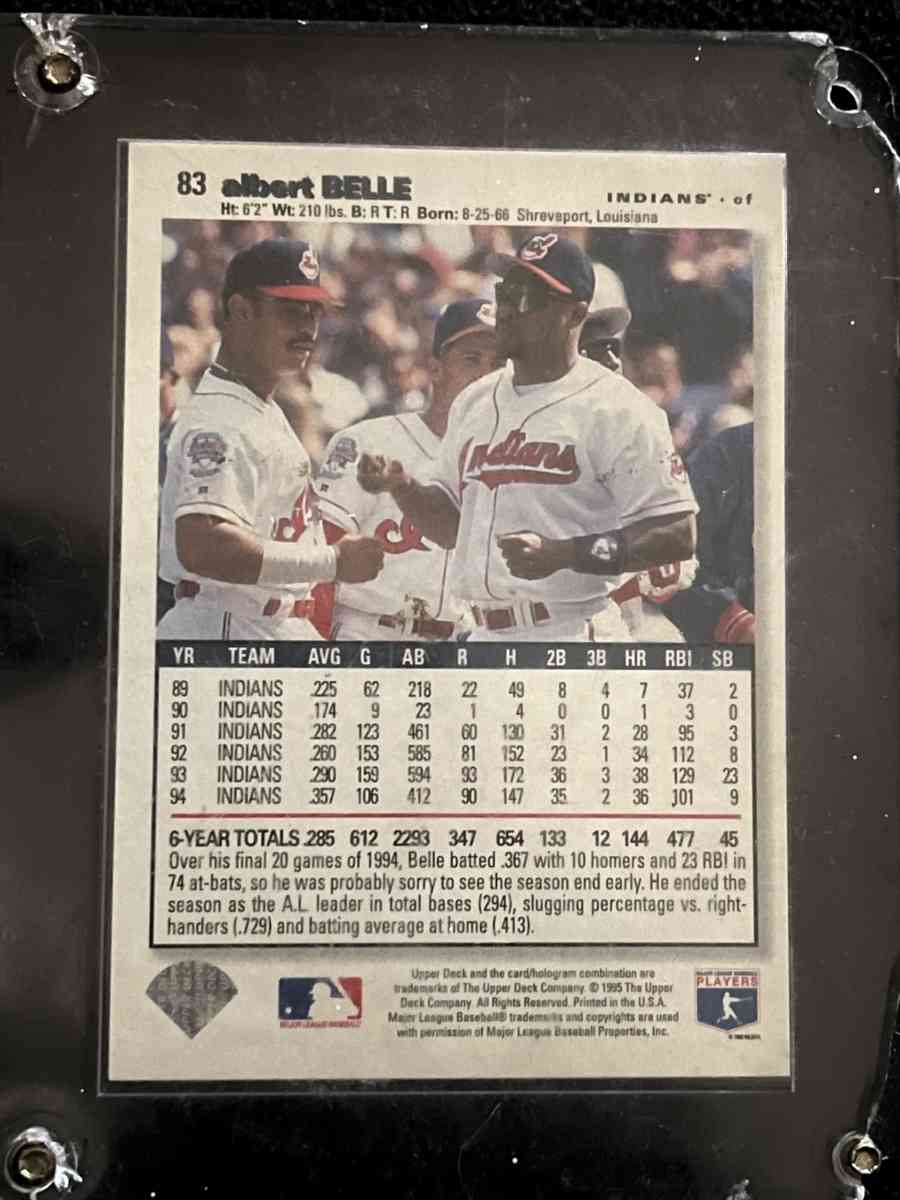 1995 Upper Deck collectors choiceAlbert Belle - Akron, Ohio - FleaMarketBay