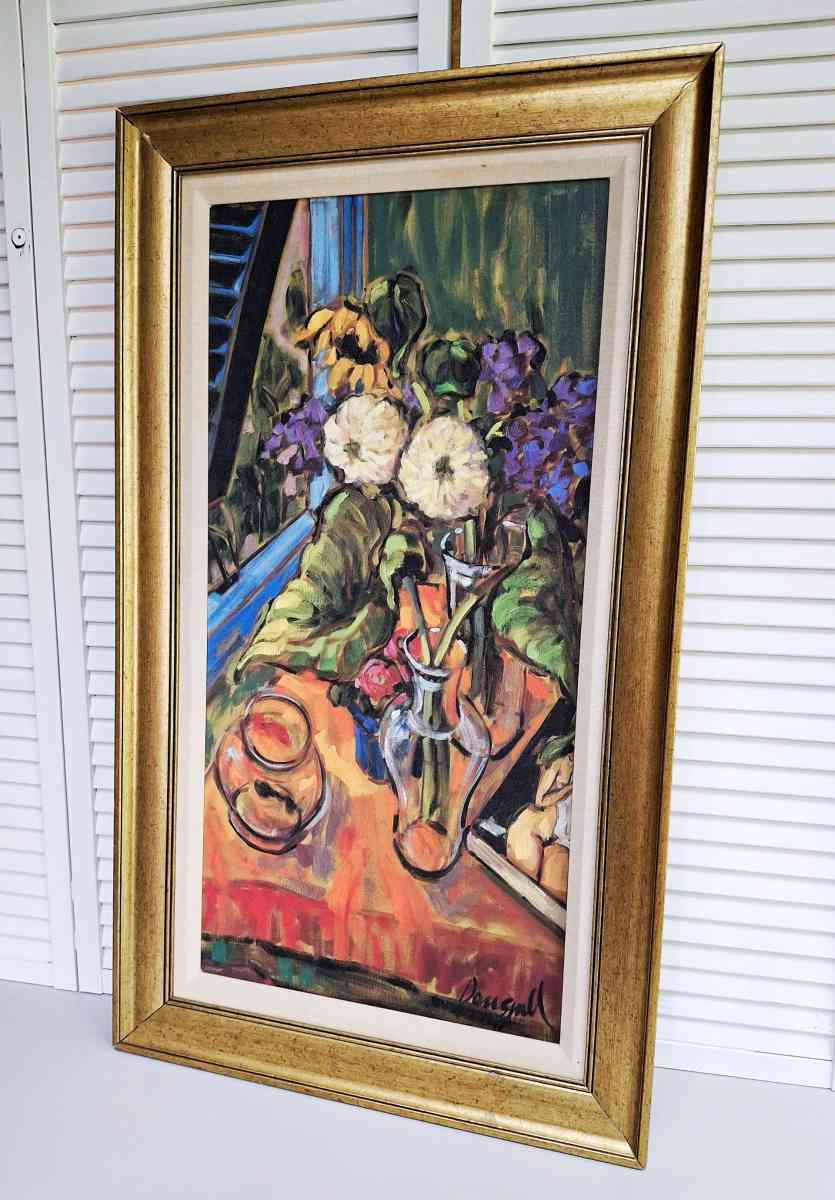 Vibrant Floral Still Life Art Print with Vase and Bowl - Lunenburg, Massachusetts - FleaMarketBay