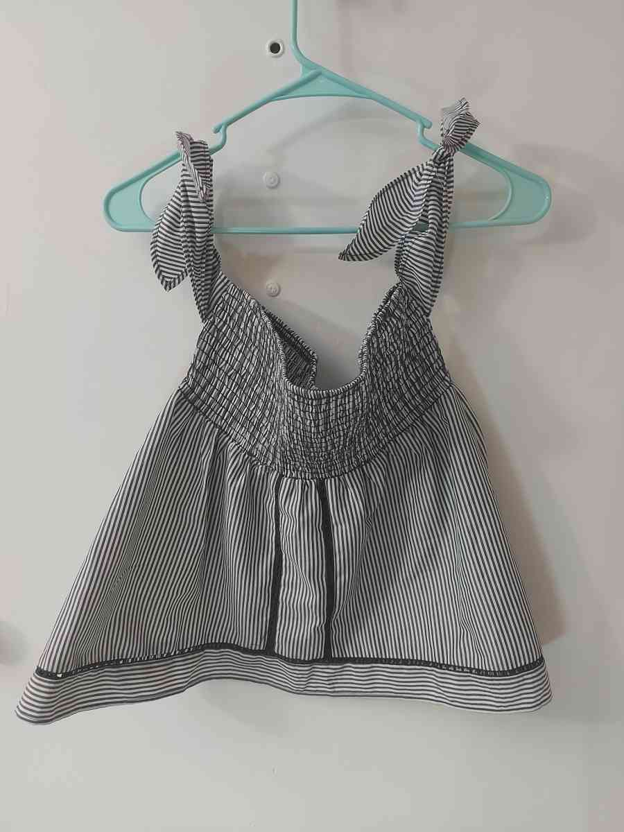 Sienna Sky Pinstripe Black White Off Shoulder Babydoll Blous - Atlanta, Georgia - FleaMarketBay