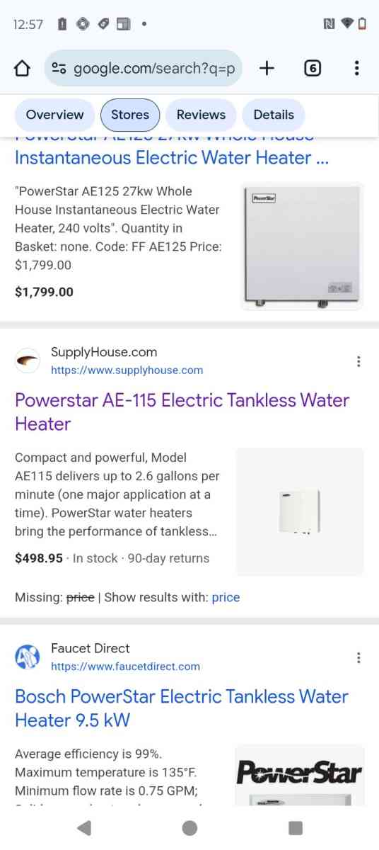 powerstar  electric tankless hot water heater - Green Cove Springs, Florida - FleaMarketBay