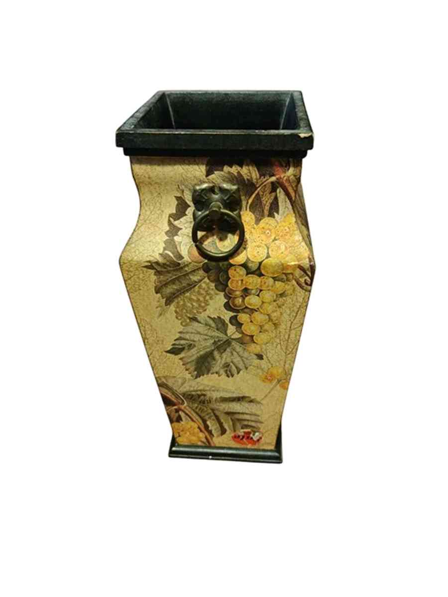 Grape Vine painted VASE 13 5 Dia At 4 Middle Good Condition - Alicia, Arkansas - FleaMarketBay