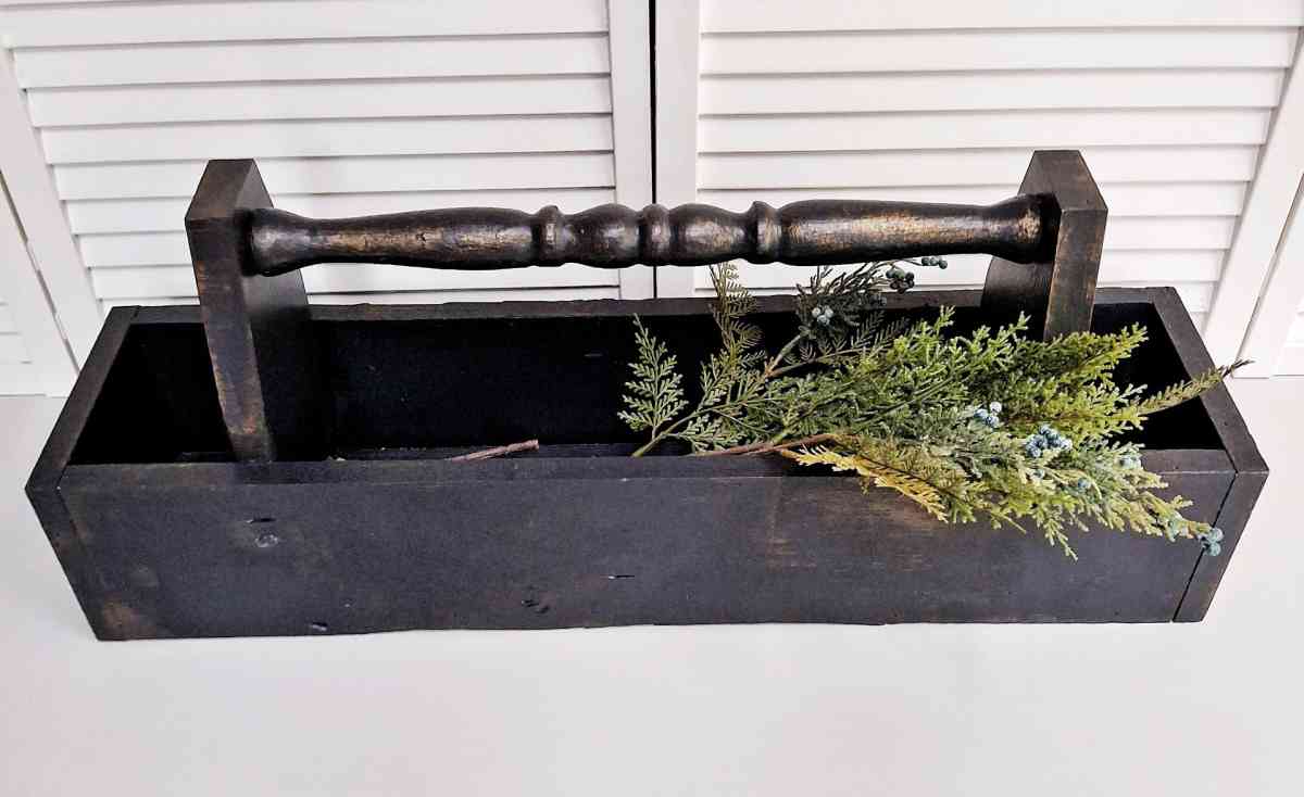 Large Vintage Black Wood Caddy with Antique Gold 28 Long - Lunenburg, Massachusetts - FleaMarketBay