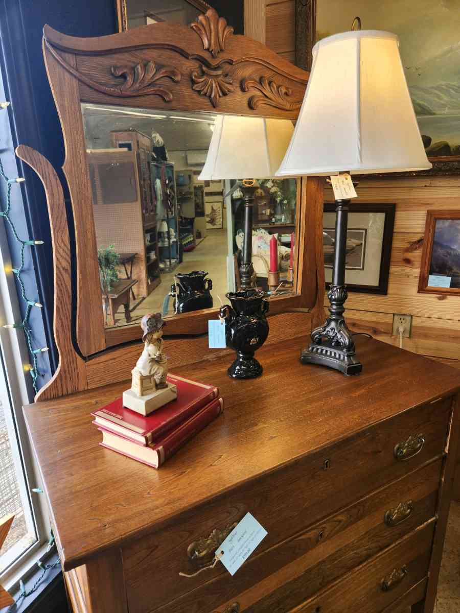 antique 3 drawer oak dresser with mirror - Alexander, North Carolina - FleaMarketBay