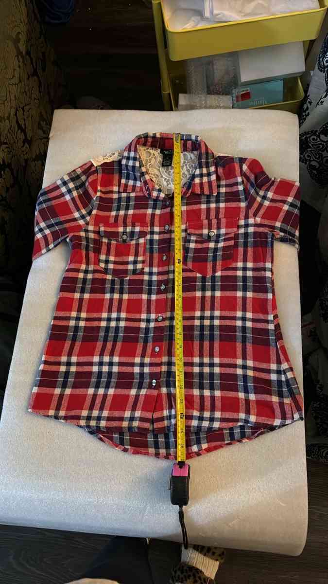 Rue21 Womens Western Lace Plaid Long Sleeve Button Down Top - Atlanta, Georgia - FleaMarketBay