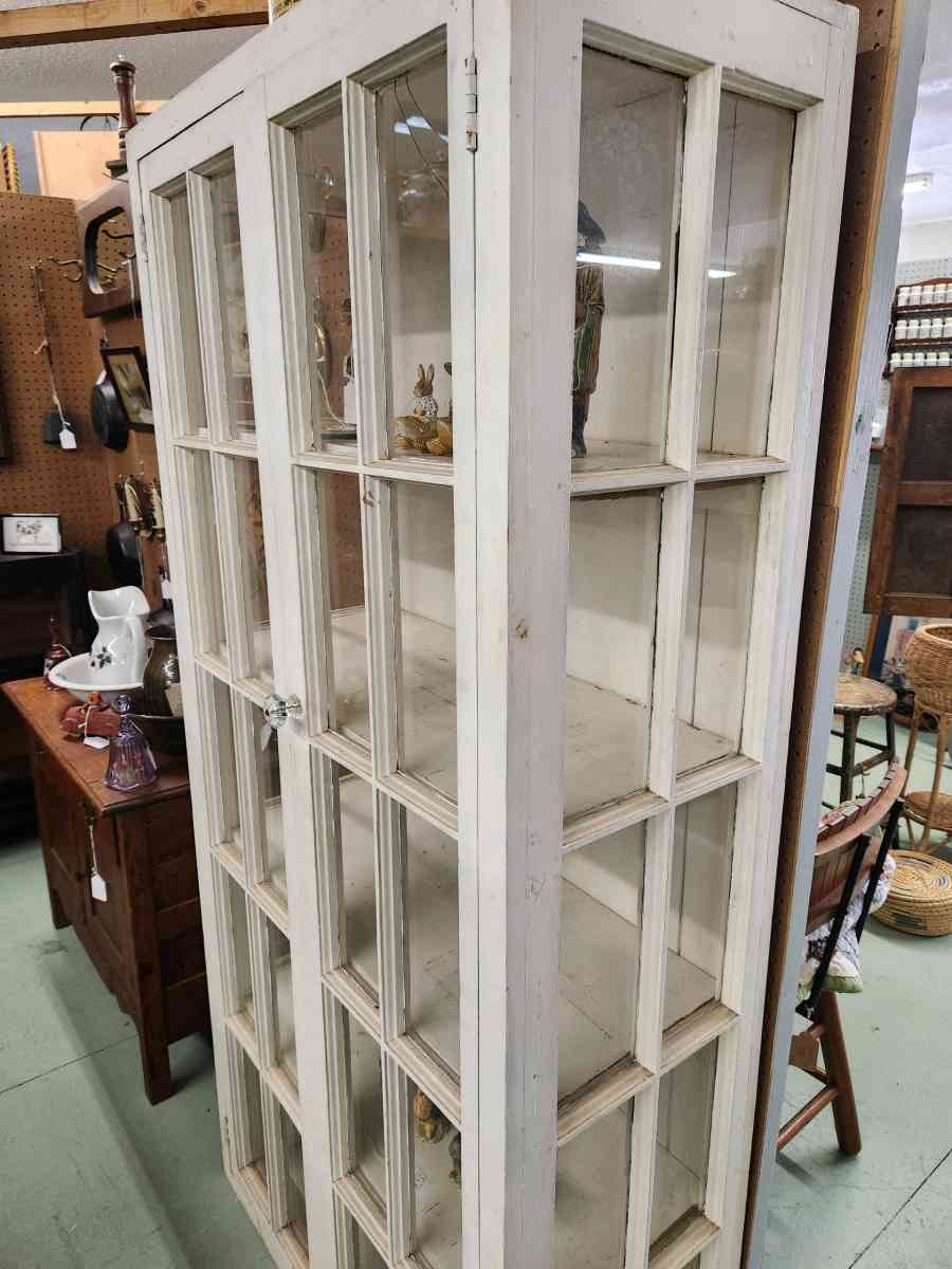 vintage handmade wood glass paned display cabinet bookcase - Alexander, North Carolina - FleaMarketBay