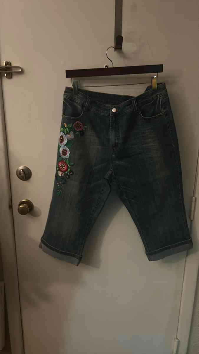 Boston Proper Embroidered Capri Shorts Size 16