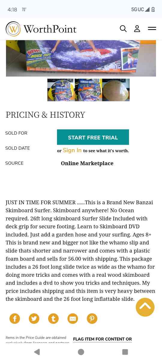 Banzai Skimboard Slipnslide - Hampton, Virginia - FleaMarketBay