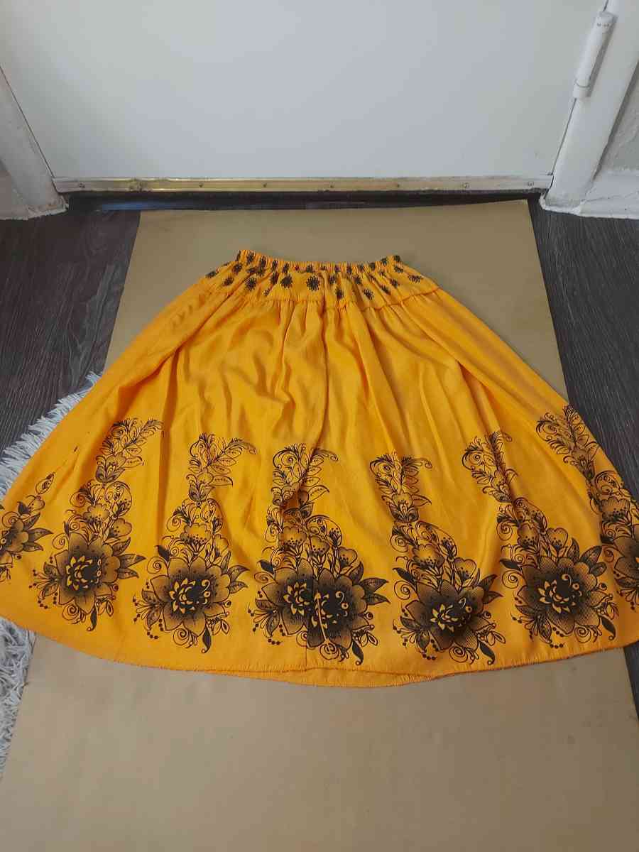 Vintage Orange and Black Screenprint Floral Skirt Fall Event - Atlanta, Georgia